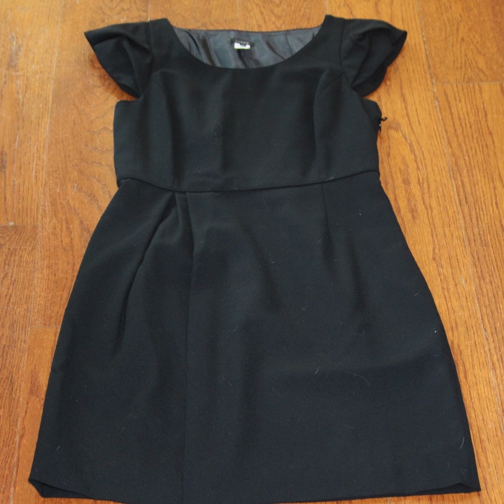 J CREW Cap Sleeve Black Wool Dress Size 10 EUC